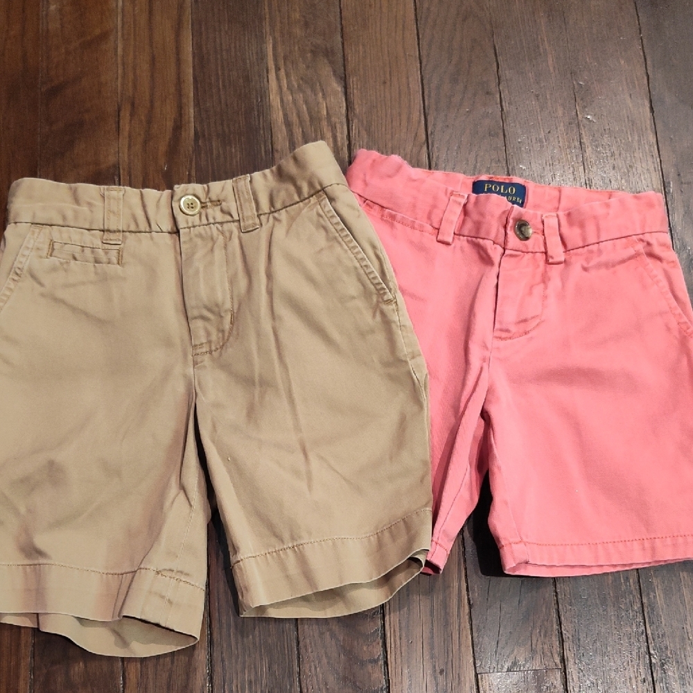 Polo by Ralph Lauren Tan and Pink Flat-Front Shorts